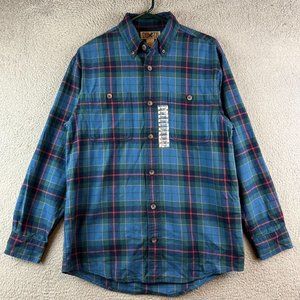 Duluth Trading Co Mens Plaid Twill Button Down Shirt Large S Size Casual Cotton